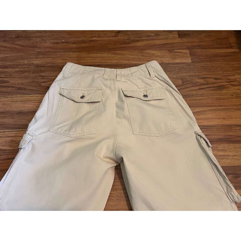 Bershka Mens Cargo Pants 40 30 Khaki Beige Straight Leg Medium Rise Utility Pock - Picture 14 of 15